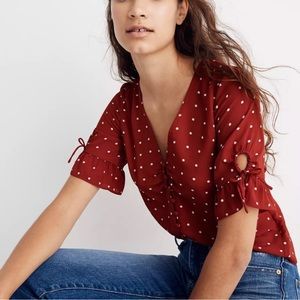 Madewell Women’s Daylight Tie-sleeve Top In Polka Dot Red